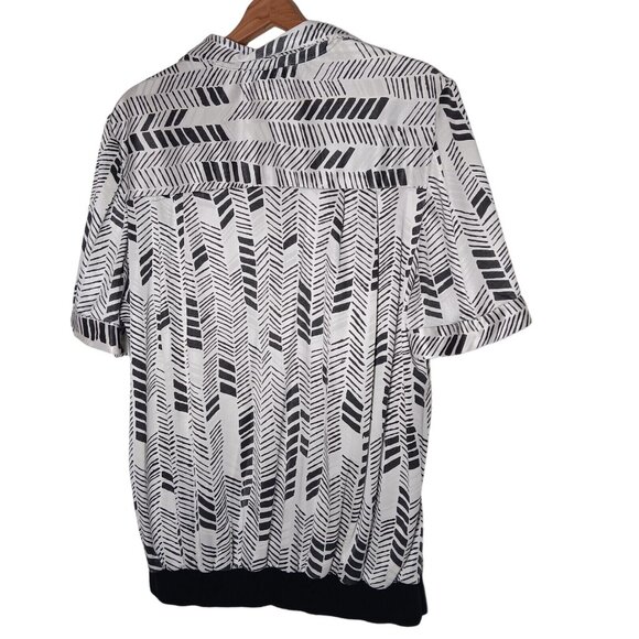 Top Notch Shirt Plus Size 24W Polyester Blouse White Black Geometric Vintage USA - Picture 2 of 15